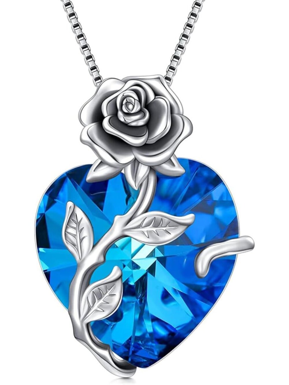 925 Sterling Silver Birthstone Flower Heart Pendant Necklace - Perfect Gift for
